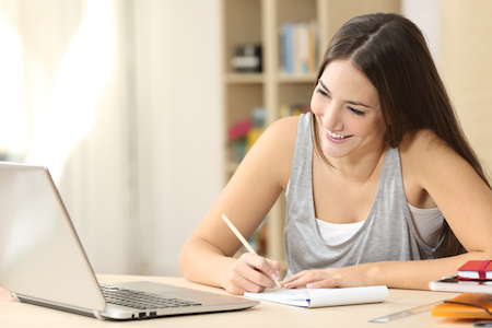 Student learning and taking notes