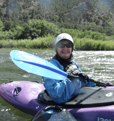Susan kayaking