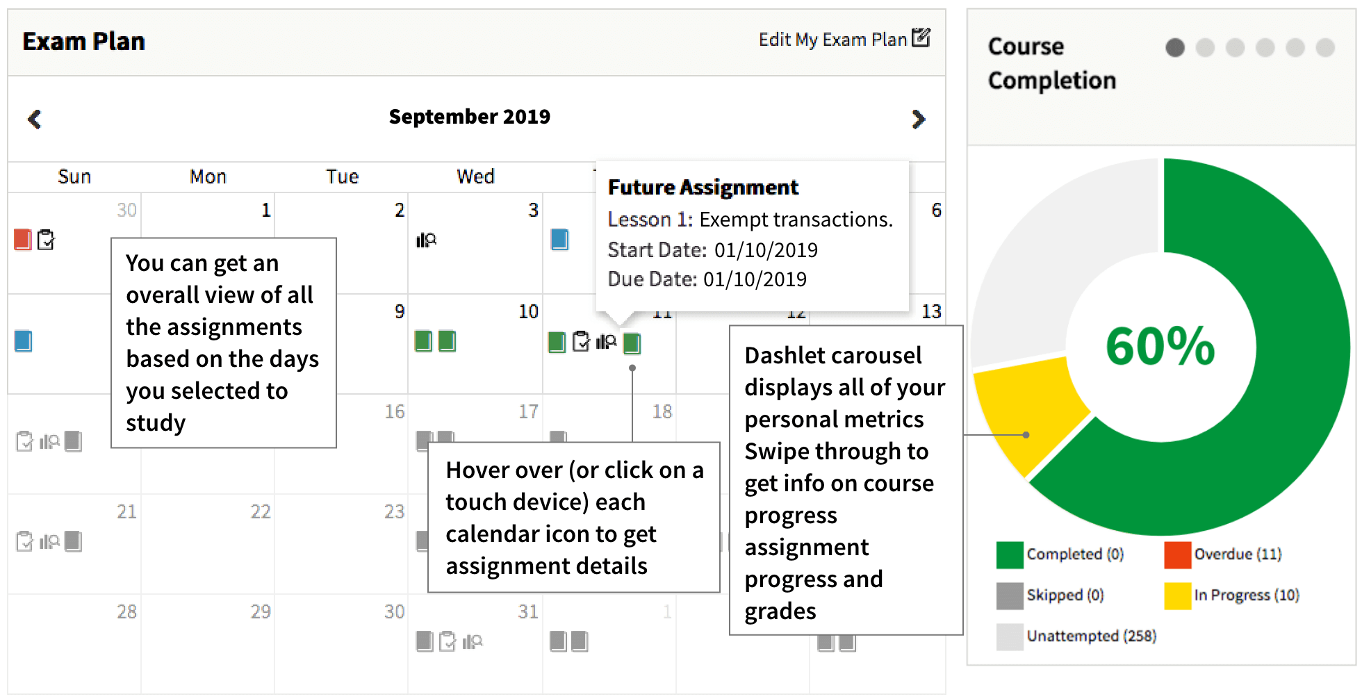 Calendar section